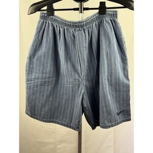 Nike Mens Shorts Blue Textured Striped Elastic Waist Swoosh Lounge Athletic L